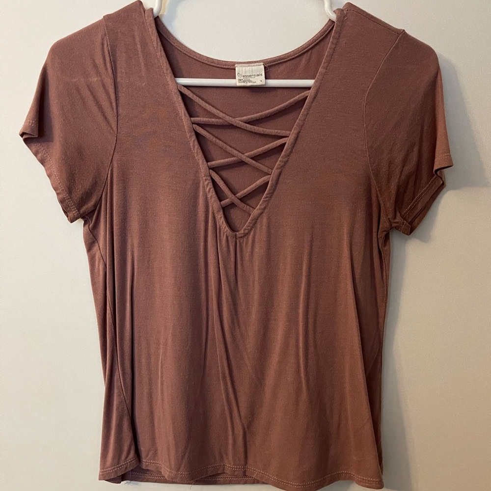 Deep V Criss Cross Blouse